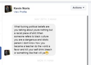 kevin noris hate filled text toward angela box