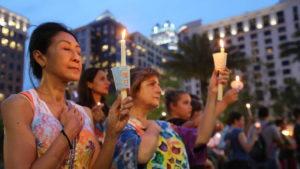 Onlookers outside Pulse nightclub in Orlando after Omar Mateen began his attack